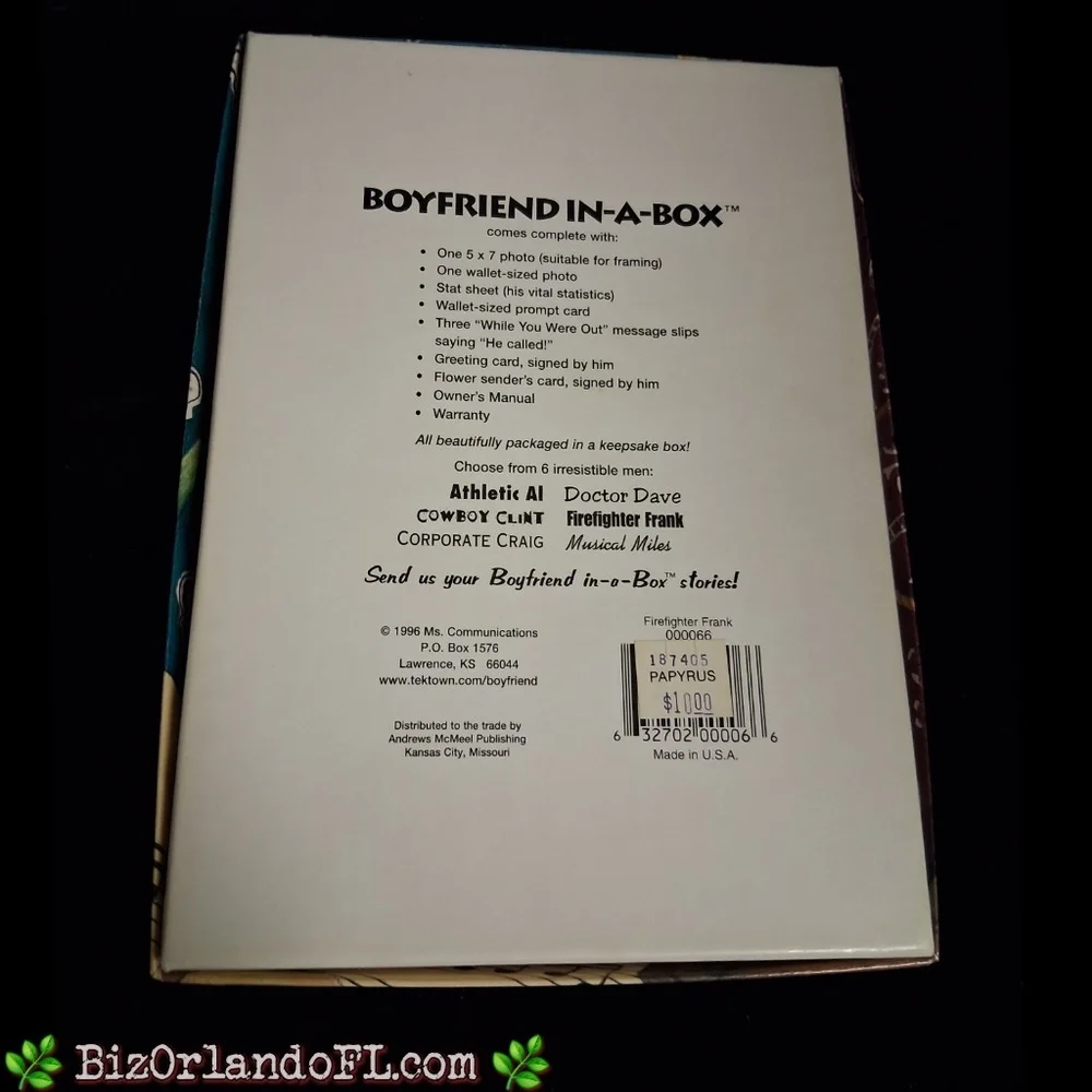 VINTAGE: Papyrus Boyfriend In A Box Firefighter Frank circa 1996 ** RARE FIND **